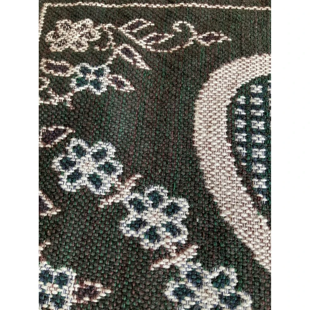 Set of 4 Woven Cotton Heart Floral Placemats Reversible Farmhouse Fringed India